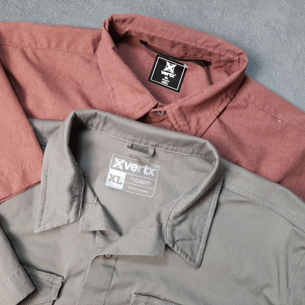 Vertx Shirt Mens Extra Large Gray Red Tactical Polo Button Pocket 2 PACK BUNDLE